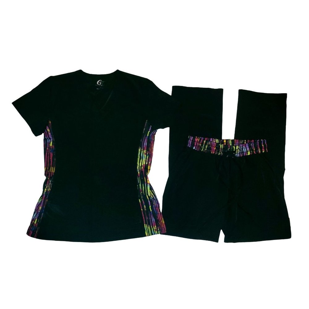 GT Performance Silky Scrub in Black with Multicolored Detail size Xsmall